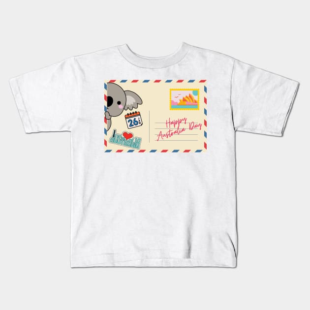 Australia Day Postcard Kids T-Shirt by MPclothes